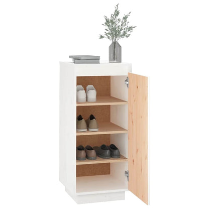 Shoe Cabinet White 13.8x13.8x31.5" Solid Wood Pine