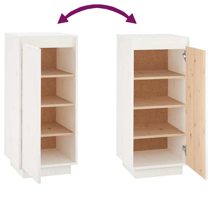 Shoe Cabinet White 13.8x13.8x31.5" Solid Wood Pine