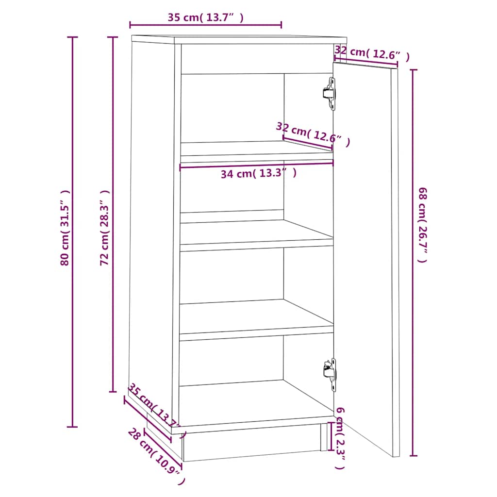 Shoe Cabinet White 13.8x13.8x31.5" Solid Wood Pine