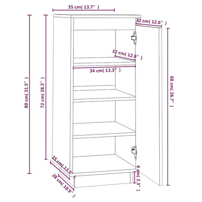 Shoe Cabinet White 13.8x13.8x31.5" Solid Wood Pine