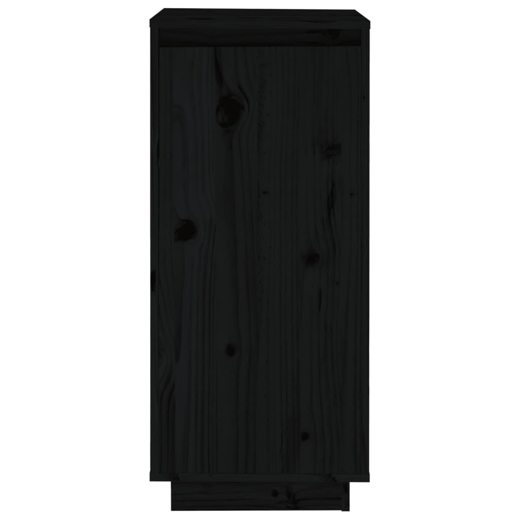 Shoe Cabinet Black 13.8x13.8x31.5" Solid Wood Pine