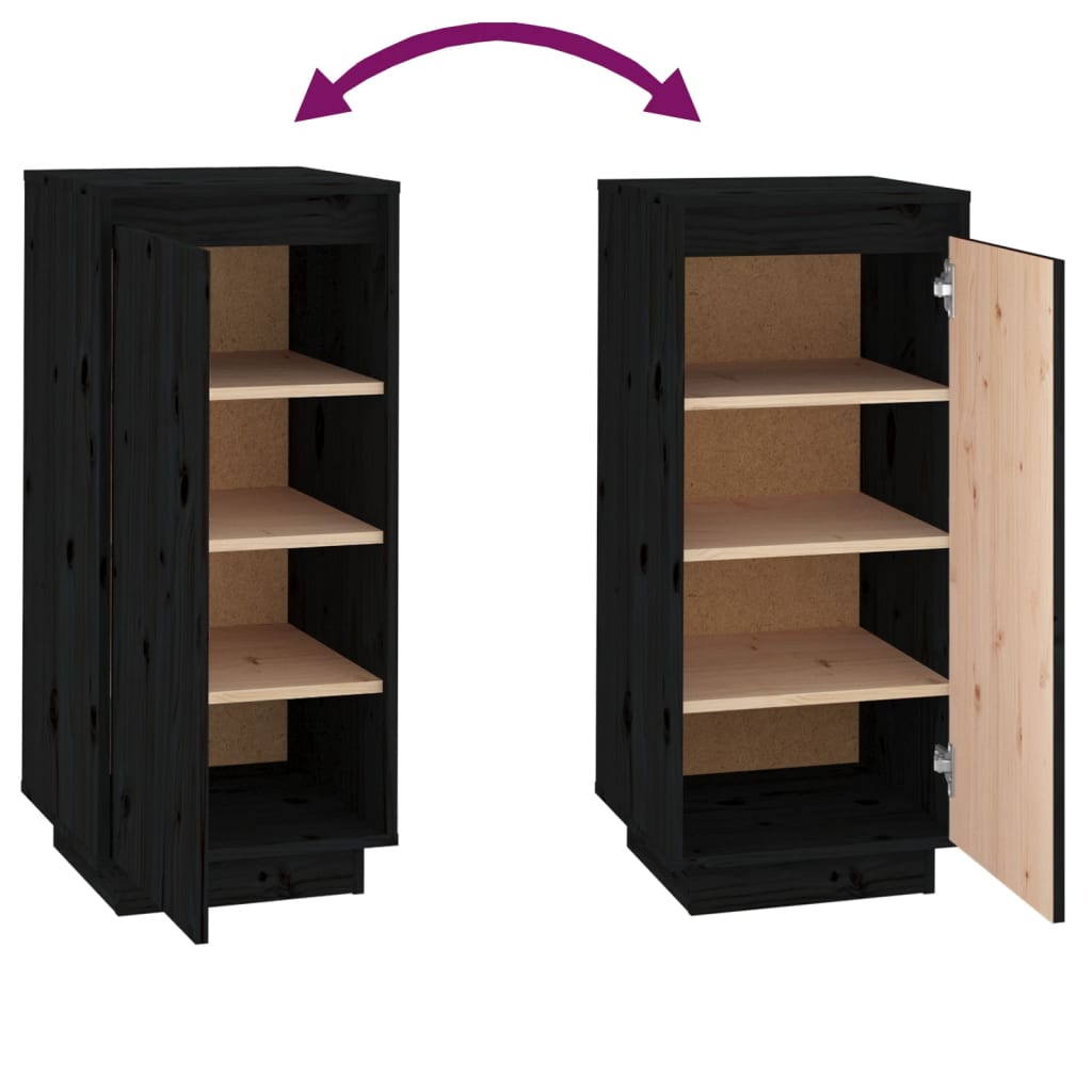 Shoe Cabinet Black 13.8x13.8x31.5" Solid Wood Pine
