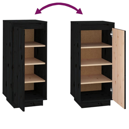 Shoe Cabinet Black 13.8x13.8x31.5" Solid Wood Pine