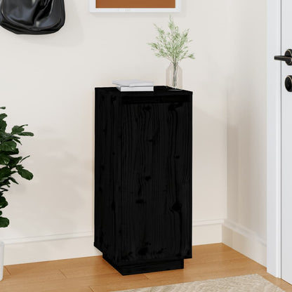 Shoe Cabinet Black 13.8x13.8x31.5" Solid Wood Pine