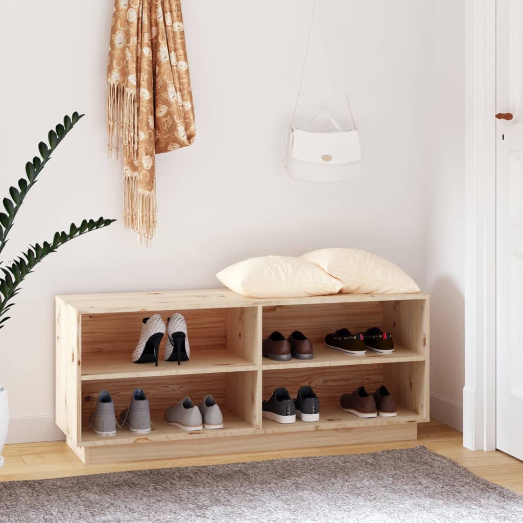 Shoe Cabinet 43.3x13.4x17.7" Solid Wood Pine