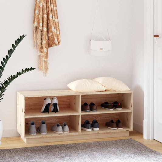 Shoe Cabinet 43.3x13.4x17.7" Solid Wood Pine