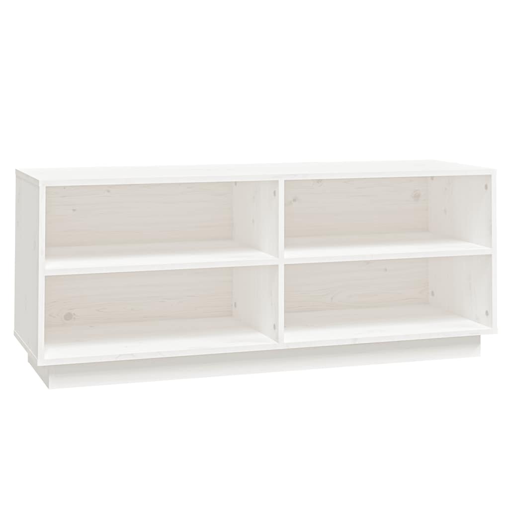 Shoe Cabinet White 43.3x13.4x17.7" Solid Wood Pine