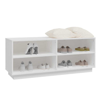 Shoe Cabinet White 43.3x13.4x17.7" Solid Wood Pine