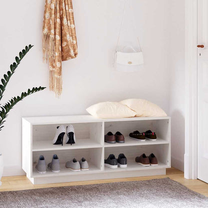 Shoe Cabinet White 43.3x13.4x17.7" Solid Wood Pine