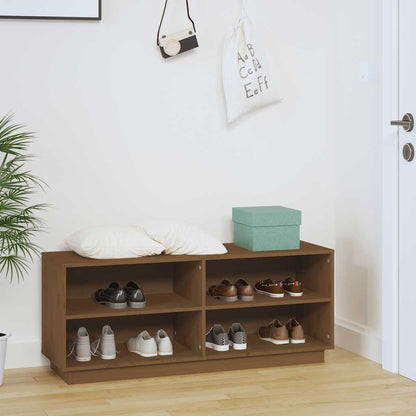 Shoe Cabinet Honey Brown 43.3x13.4x17.7" Solid Wood Pine