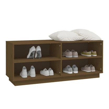 Shoe Cabinet Honey Brown 43.3x13.4x17.7" Solid Wood Pine