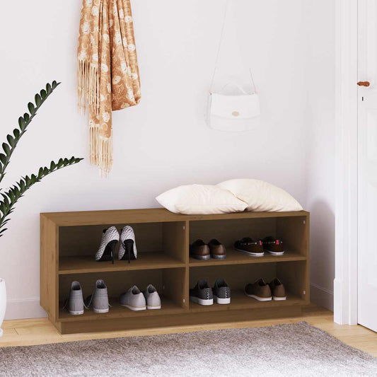 Shoe Cabinet Honey Brown 43.3x13.4x17.7" Solid Wood Pine