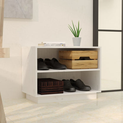 Shoe Cabinet White 23.6x13.4x17.7" Solid Wood Pine