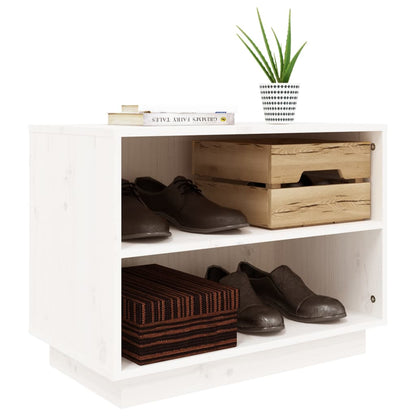 Shoe Cabinet White 23.6x13.4x17.7" Solid Wood Pine