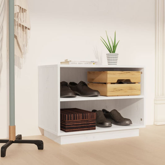 Shoe Cabinet White 23.6x13.4x17.7" Solid Wood Pine