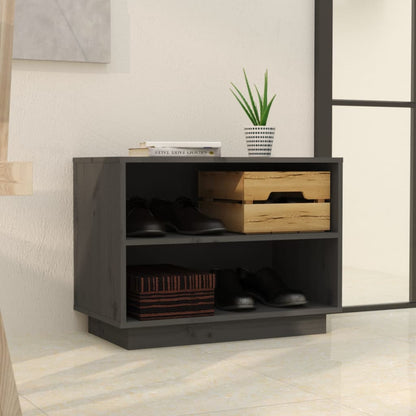 Shoe Cabinet Grey 23.6x13.4x17.7" Solid Wood Pine