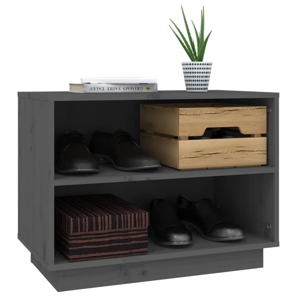 Shoe Cabinet Grey 23.6x13.4x17.7" Solid Wood Pine