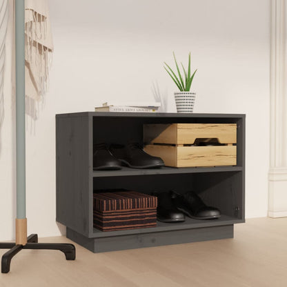 Shoe Cabinet Grey 23.6x13.4x17.7" Solid Wood Pine