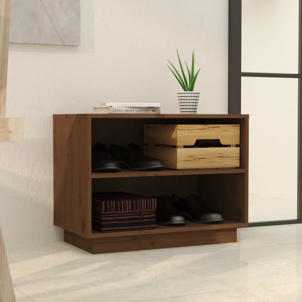 Shoe Cabinet Honey Brown 23.6x13.4x17.7" Solid Wood Pine
