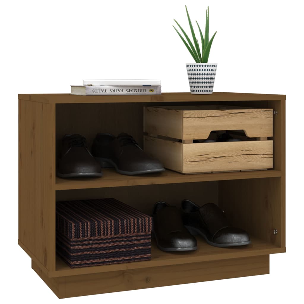 Shoe Cabinet Honey Brown 23.6x13.4x17.7" Solid Wood Pine