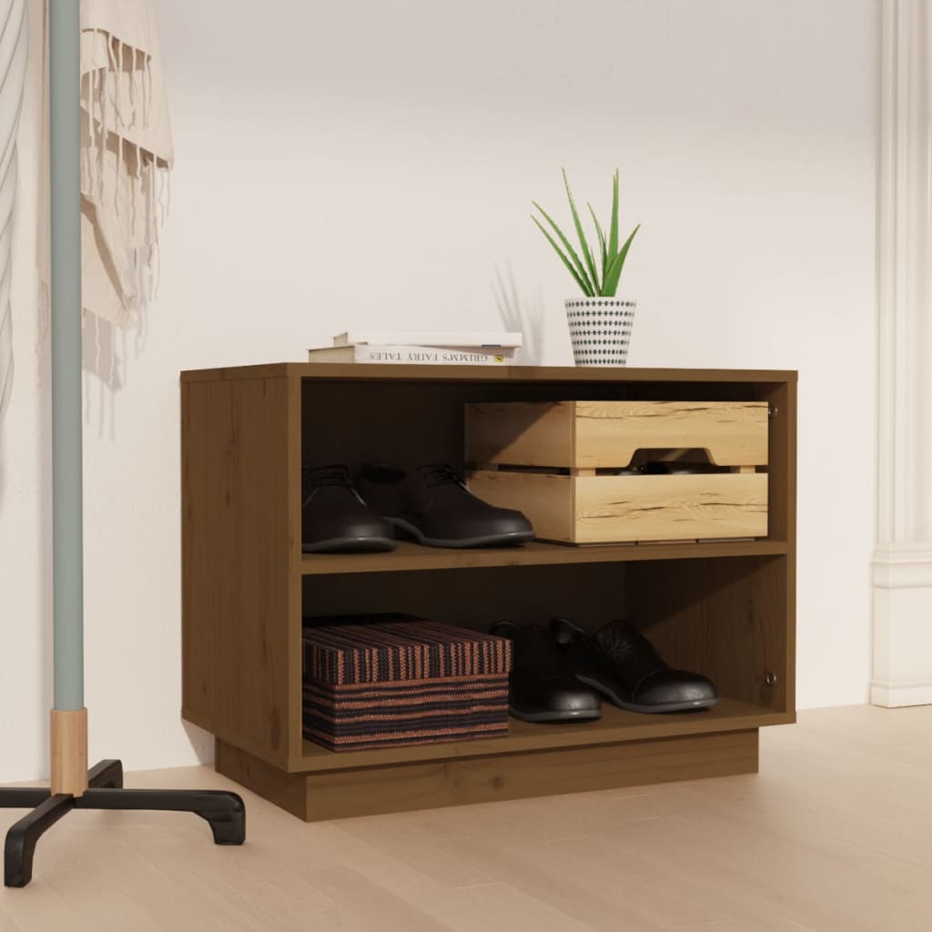 Shoe Cabinet Honey Brown 23.6x13.4x17.7" Solid Wood Pine