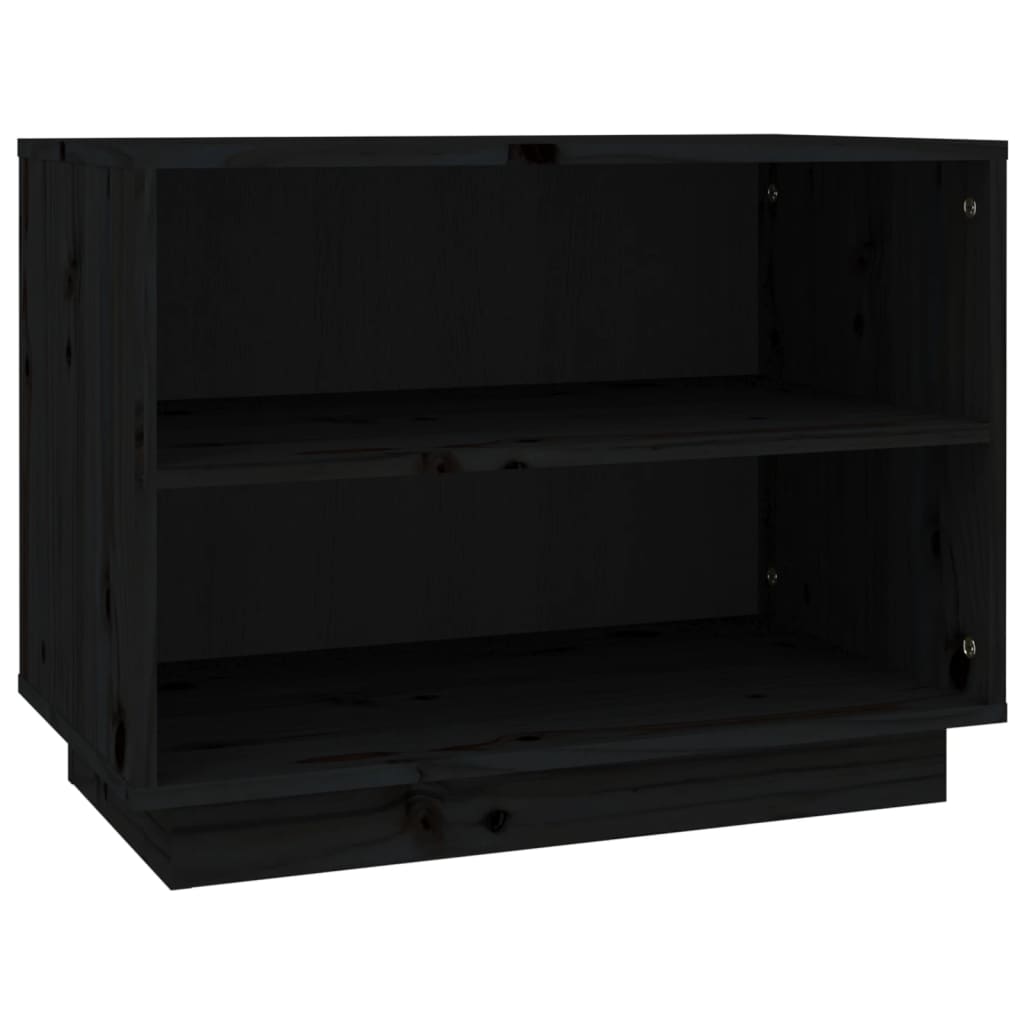 Shoe Cabinet Black 23.6x13.4x17.7" Solid Wood Pine