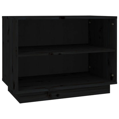 Shoe Cabinet Black 23.6x13.4x17.7" Solid Wood Pine