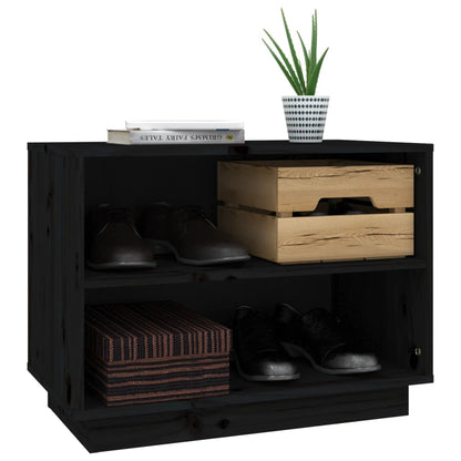 Shoe Cabinet Black 23.6x13.4x17.7" Solid Wood Pine