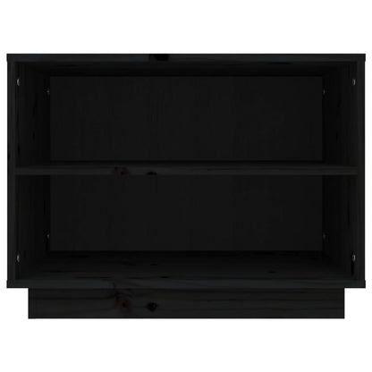 Shoe Cabinet Black 23.6x13.4x17.7" Solid Wood Pine