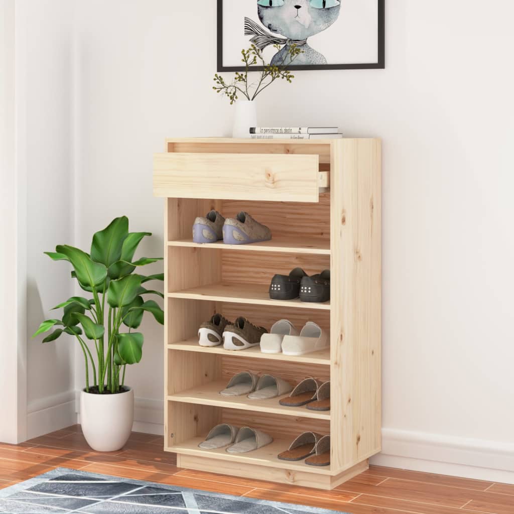 Shoe Cabinet 23.6"x13.4"x41.3" Solid Wood Pine