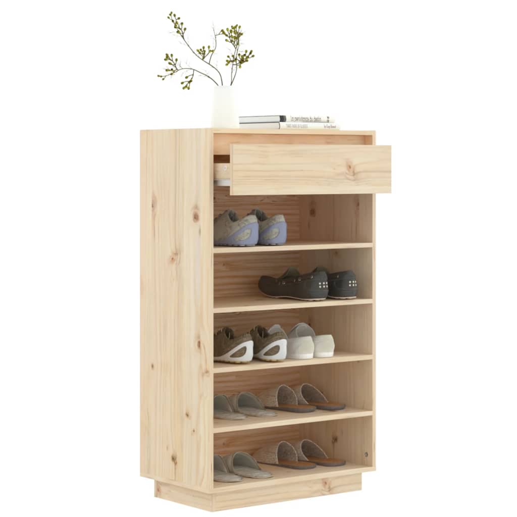Shoe Cabinet 23.6"x13.4"x41.3" Solid Wood Pine