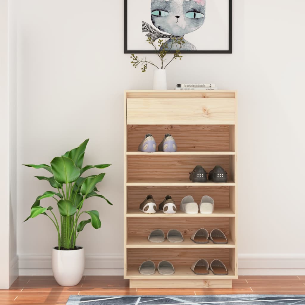 Shoe Cabinet 23.6"x13.4"x41.3" Solid Wood Pine