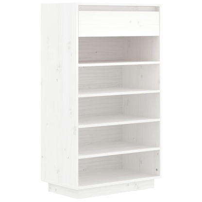 Shoe Cabinet White 23.6"x13.4"x41.3" Solid Wood Pine