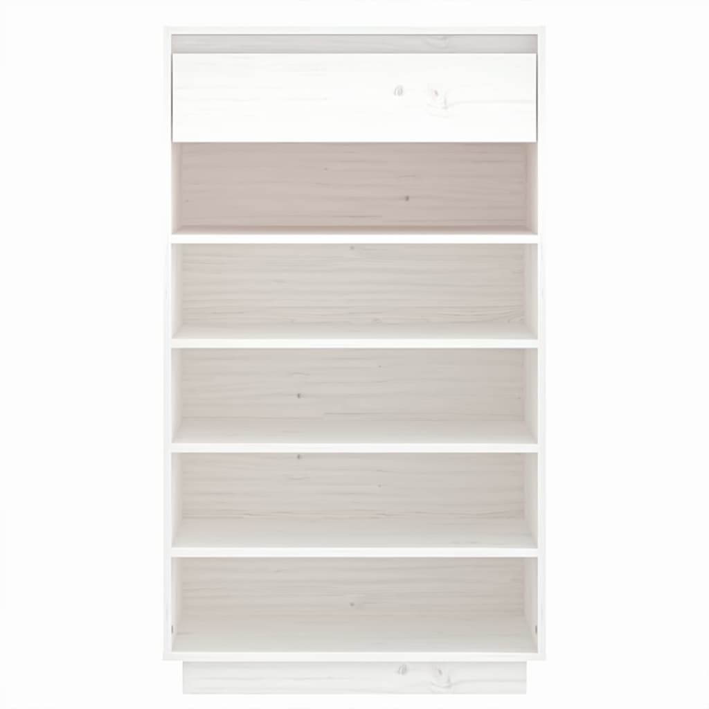 Shoe Cabinet White 23.6"x13.4"x41.3" Solid Wood Pine