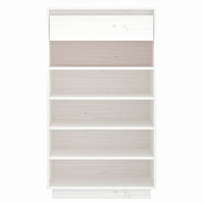 Shoe Cabinet White 23.6"x13.4"x41.3" Solid Wood Pine