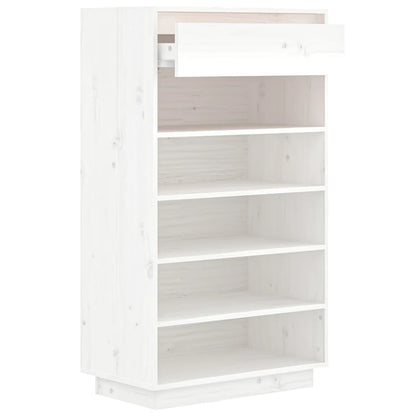 Shoe Cabinet White 23.6"x13.4"x41.3" Solid Wood Pine