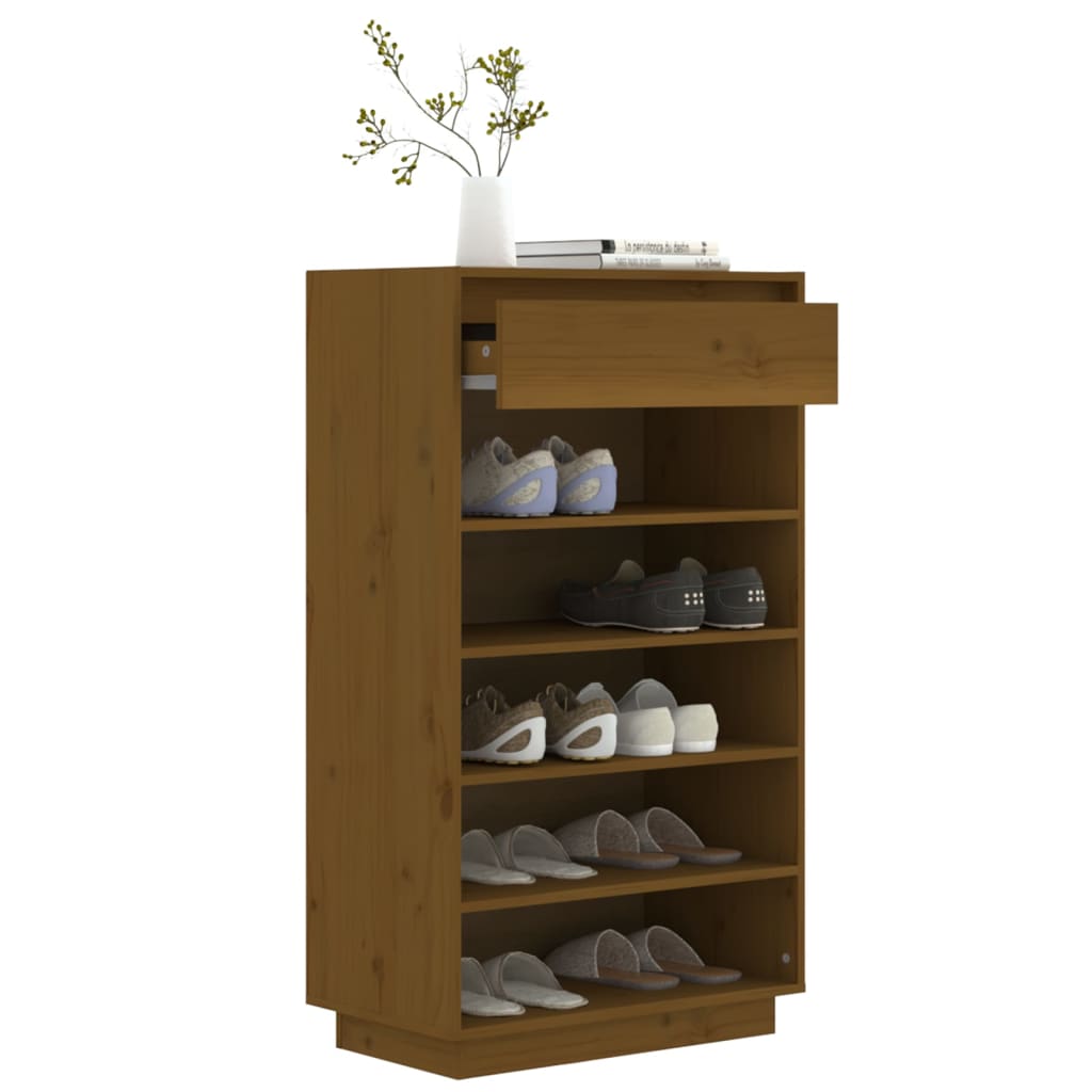 Shoe Cabinet Honey Brown 23.6x13.4x41.3" Solid Wood Pine
