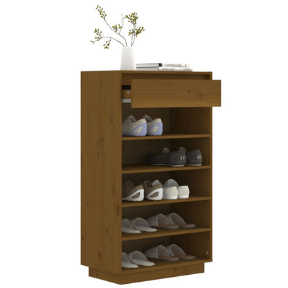 Shoe Cabinet Honey Brown 23.6x13.4x41.3" Solid Wood Pine