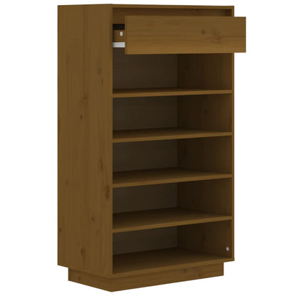 Shoe Cabinet Honey Brown 23.6x13.4x41.3" Solid Wood Pine