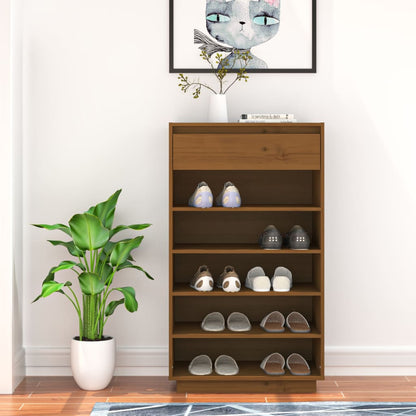 Shoe Cabinet Honey Brown 23.6x13.4x41.3" Solid Wood Pine