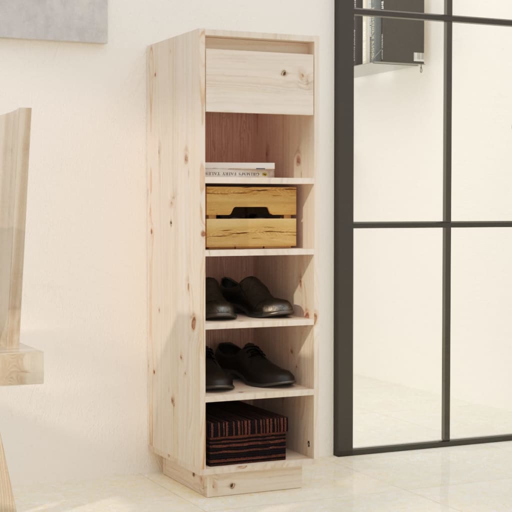 Shoe Cabinet 11.8x13.4x41.3" Solid Wood Pine