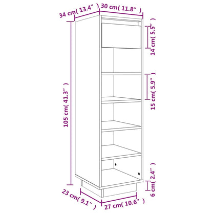 Shoe Cabinet 11.8x13.4x41.3" Solid Wood Pine