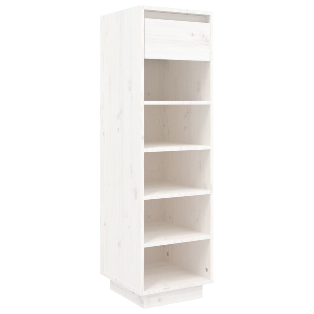 Shoe Cabinet White 11.8x13.4x41.3" Solid Wood Pine