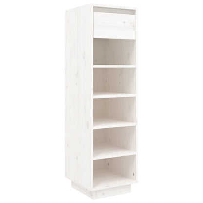 Shoe Cabinet White 11.8x13.4x41.3" Solid Wood Pine