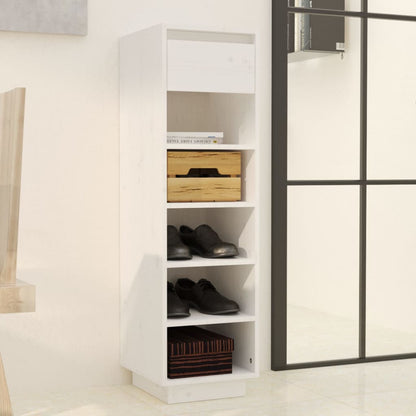 Shoe Cabinet White 11.8x13.4x41.3" Solid Wood Pine