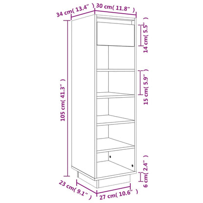Shoe Cabinet White 11.8x13.4x41.3" Solid Wood Pine