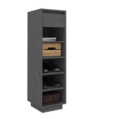 Shoe Cabinet Gray 11.8"x13.4"x41.3" Solid Wood Pine