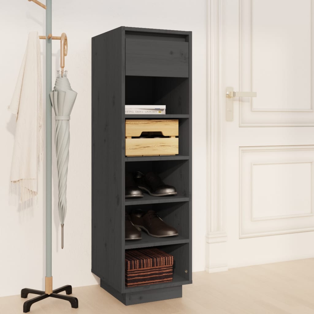 Shoe Cabinet Gray 11.8"x13.4"x41.3" Solid Wood Pine