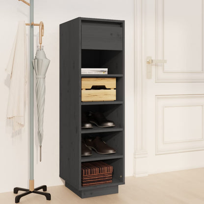 Shoe Cabinet Gray 11.8"x13.4"x41.3" Solid Wood Pine