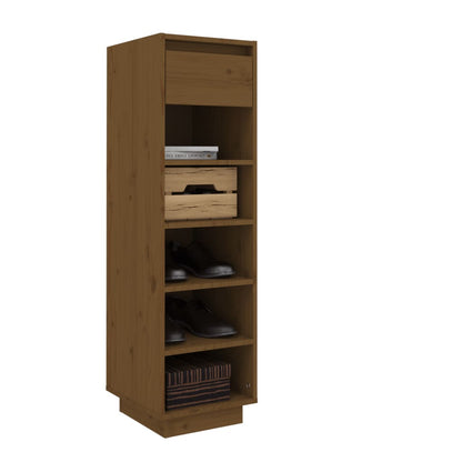 Shoe Cabinet Honey Brown 11.8x13.4x41.3" Solid Wood Pine